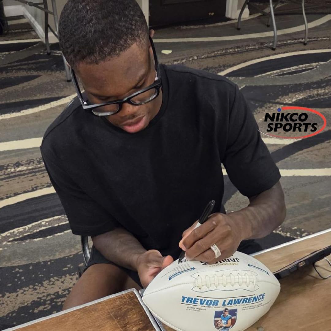 NIKCO SPORTS Travis Hunter Autographed Trevor Lawrence Football | Beckett Authentication | Limited Edition of 2,021 | Jacksonville Officially Licensed NFL Jaguars Collectible Gift Fan Memorabilia COA