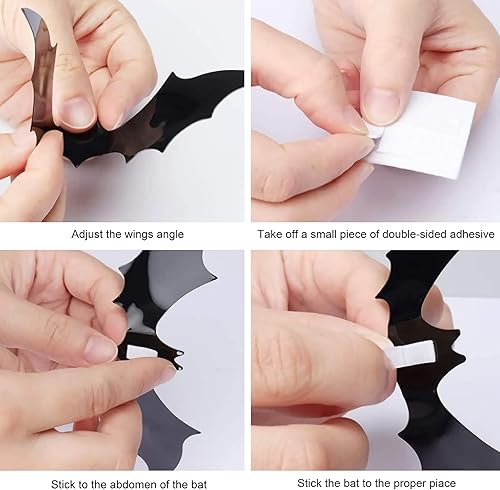 Miniatura 7 de 88 piezas de decoraciones de Halloween para interiores de PVC 3D de murciélagos aterradores, decoración de pared, calcomanías de decoración de