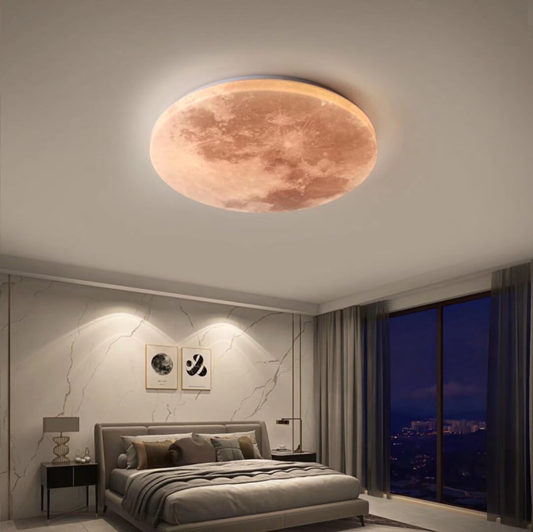 GUANSHAN Simulation Moon Chandeliers LED Moon Ceiling Light Ultra-Thin Round Ceiling Lamp Entrance Ceiling Light Wall Lighting Wall Lamp for Bedroom, Living Room, Boys Girls Bedroom