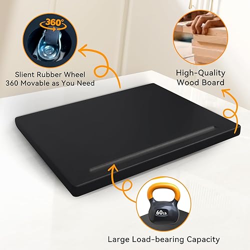 Miniatura 2 de Deslizadores de electrodomésticos de madera con ruedas de 360 pies, bandeja deslizante para cafetera y electrodomésticos de cocina pesados,