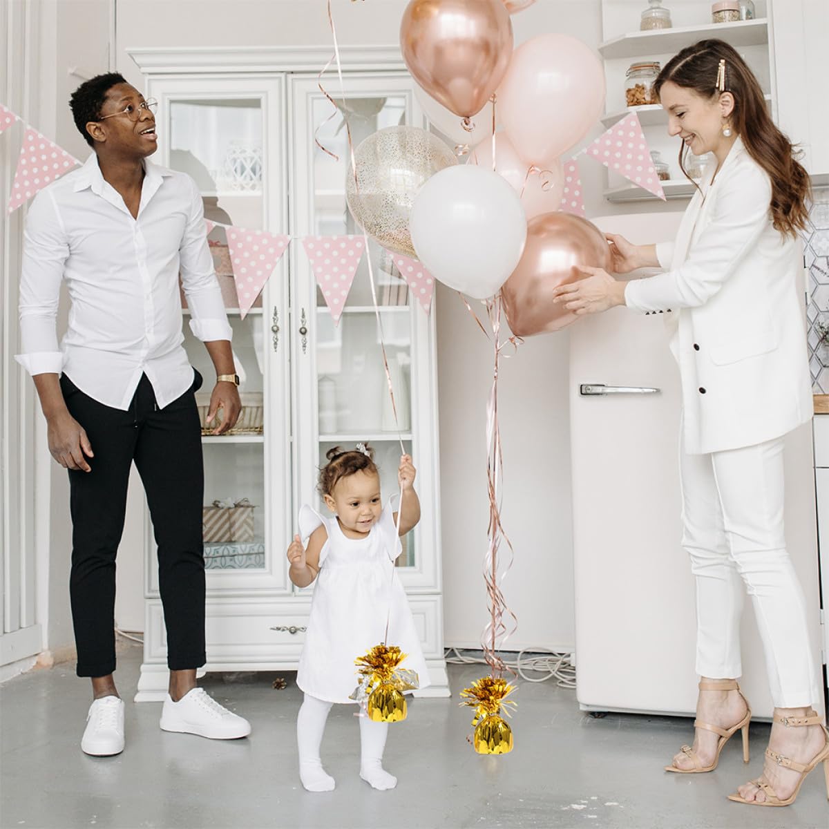 TOYANDONA Soportes Metálicos para Globos de Aluminio Dorados 8 Piezas Pesas Sólidas para Globos Inflados con Gas Ligero Accesorios para Decoración de Fiestas Bodas y Cumpleaños