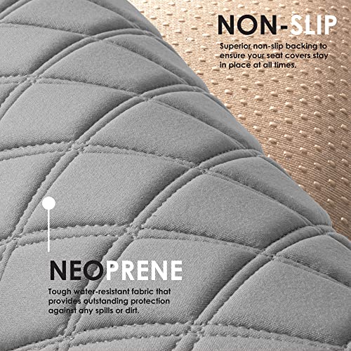 Fh Group Car Seat Cushion Rear Set Gray Neosupreme Automotive Seat Cushions - Universal Fit, Rear Car Seat Cushion, Car Seat Cushions With Non-Slip Silicone Backing For Suv, Sedan, Van #TOP5