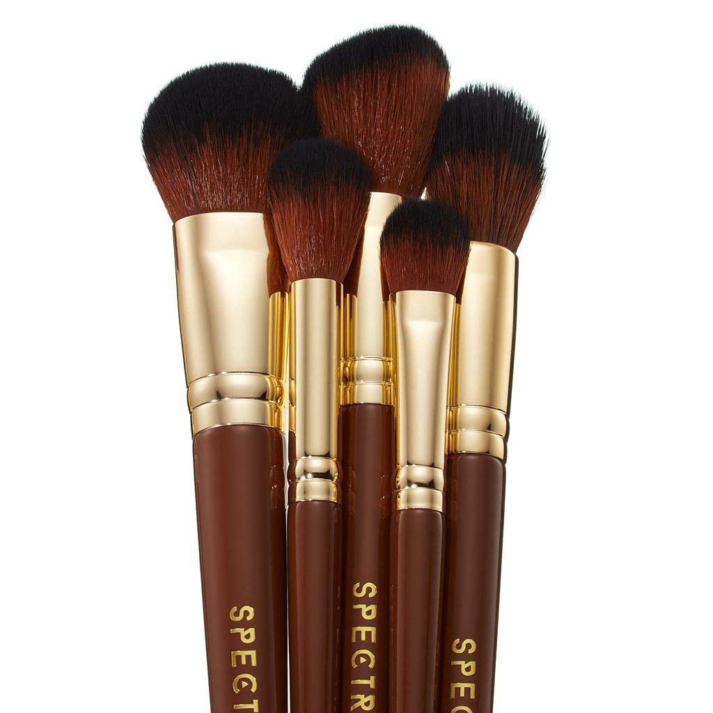 Spectrum Pantherine 5 Piece Makeup Brush Collection | Perfect for Foundation, Contour, Blush, Powder & Highlight | Vegan & Cruelty-Free