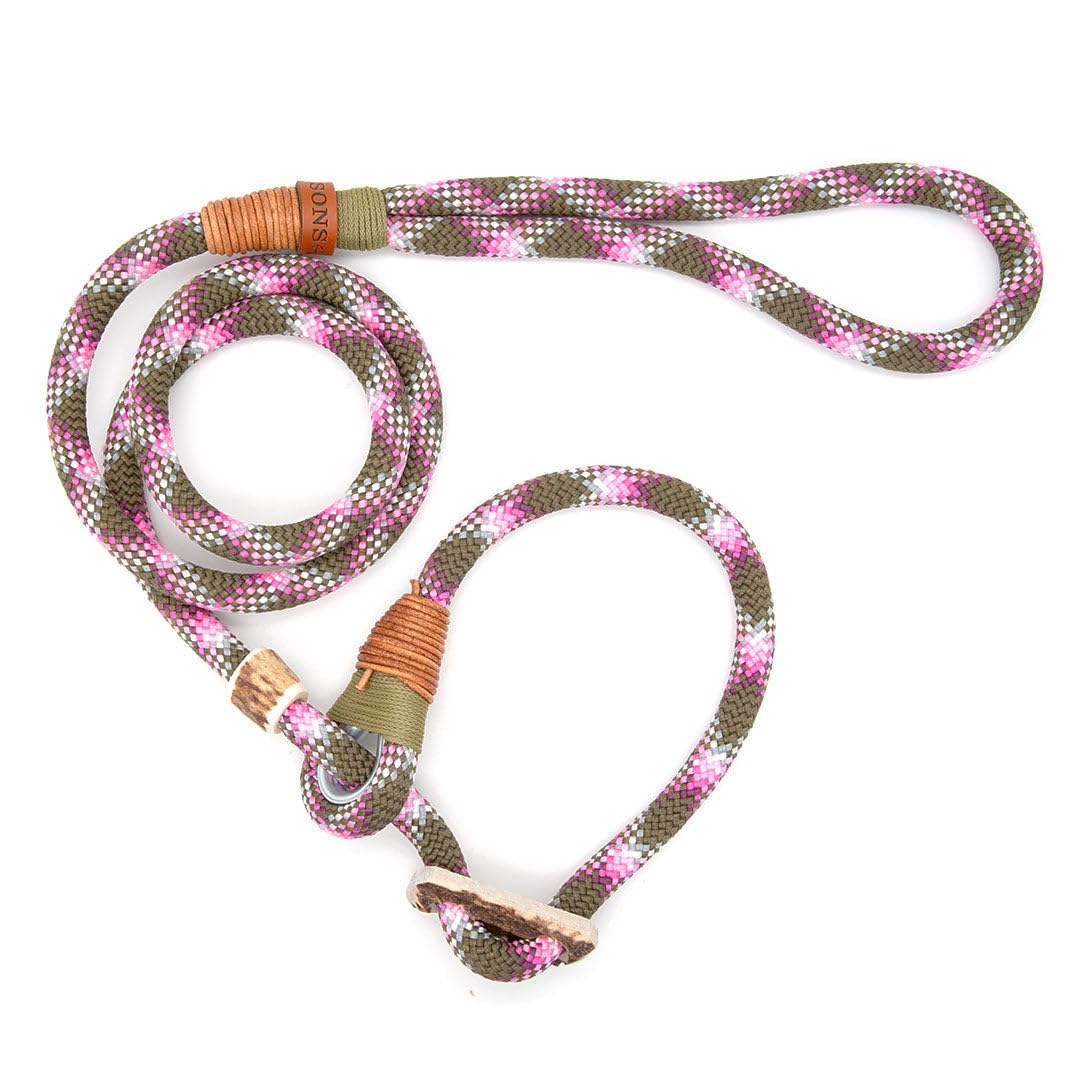 Retriever-Leine/Moxonleine Elegant-Style | handgefertigte Hundeleine aus Tau mit Halsbandfunktion & Horn-Stopper | 10mm – kraftvoll, stilvoll & komfortabel | Training, Alltag & Spaziergang