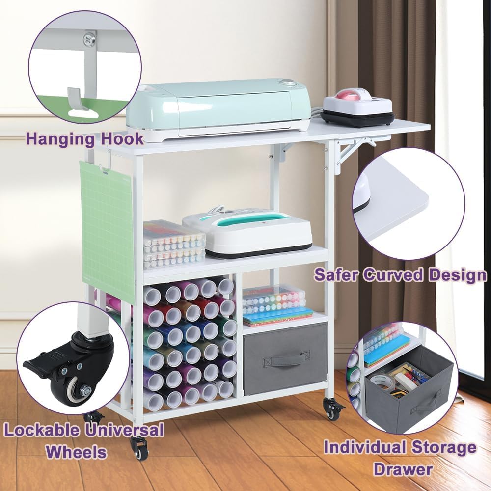 Kokorona Carrito de organización y almacenamiento, color blanco