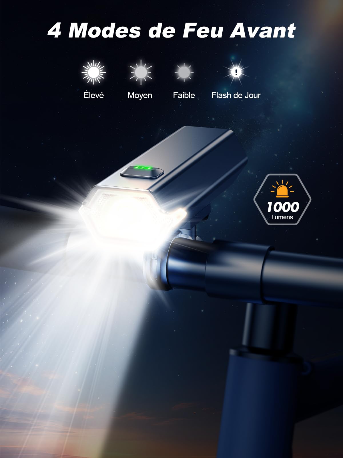 Glangeh Lumiere Velo LED Ultra Puissant, [Phares Latéraux] Lampe Velo Rechargeable USB, 4 + 6 Modes Éclairage Velo Avant et Arrière, 360°Rotatif & Étanche IP65, Accessoire de Vélo Enfant, VTT, VTC