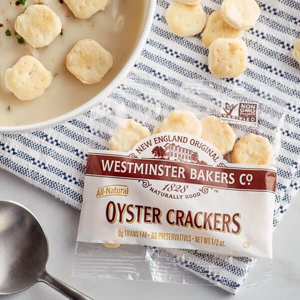 Miniatura 5 de Oyster Crackers - Galletas de sopa de una sola porción de 0.50 onzas (paquete de 150) paquete de galletas para aperitivos más 3 bolsas de