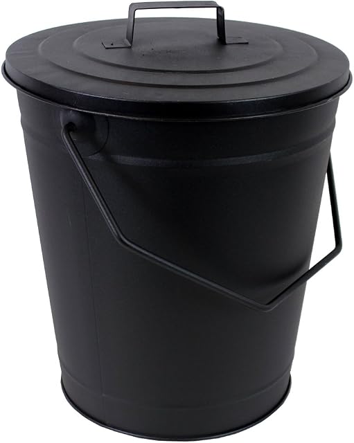 JVL Charnwood Coal Bucket Fire Fireside Log Holder 28 x 32cm with Handle & Lid