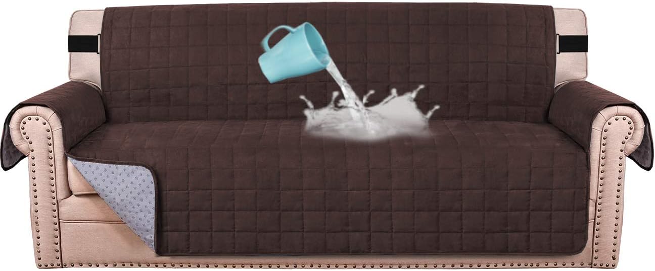 Flash Deals - 50% OFF 100% Waterproof Sofa Furniture Cover Suede Couch Covers for Dogs Velvet Sofa Protector Leather Sofa Cover Seat Width 70 Sofa Slipcovers with 2 Strap and Non-Slip Backing (Sofa, Ivory)