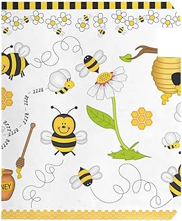 Flying Bee Honeycomb Honey White Flowers Seamless on White Magnetic Mailbox Cover, Oversized Fade Resistant Letter Post Wraps, Seasonal Outside Garden Home Outdoor Decor 25.5