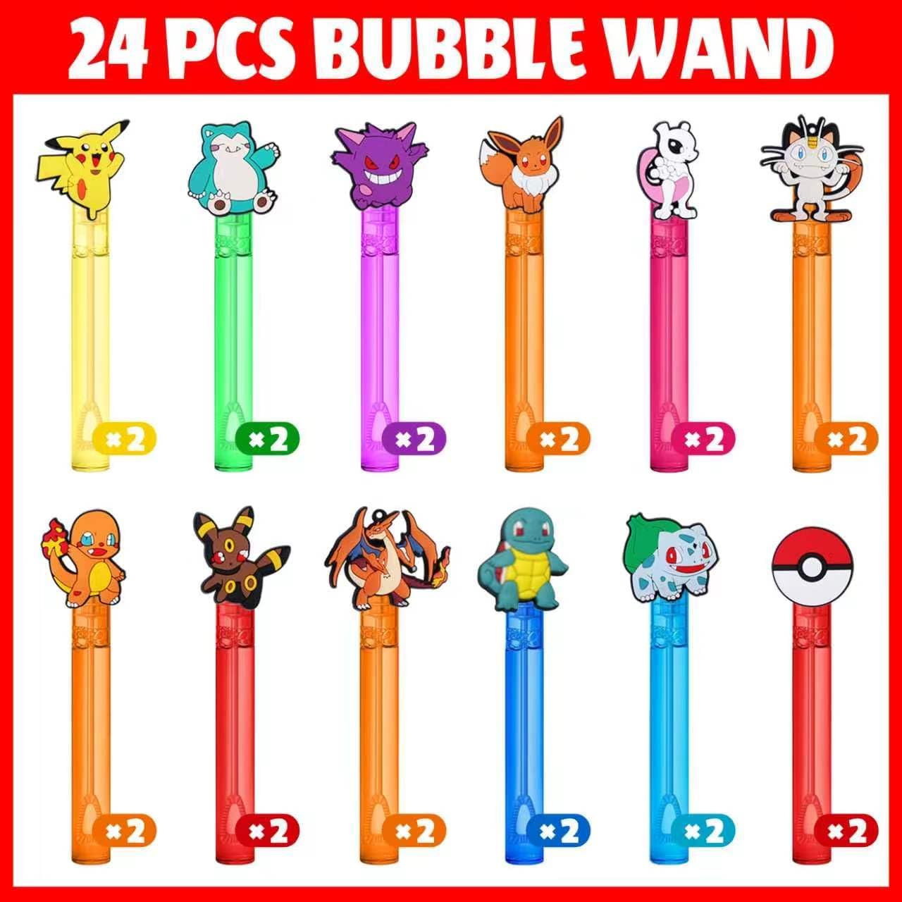 Pokemon Birthday Party Favors,24 Pcs Bubble Wands for Kids,Bubble Wand for Birthday Party Supplies Decorations,Classroom Prizes Goodie Bag Stuffers Gift