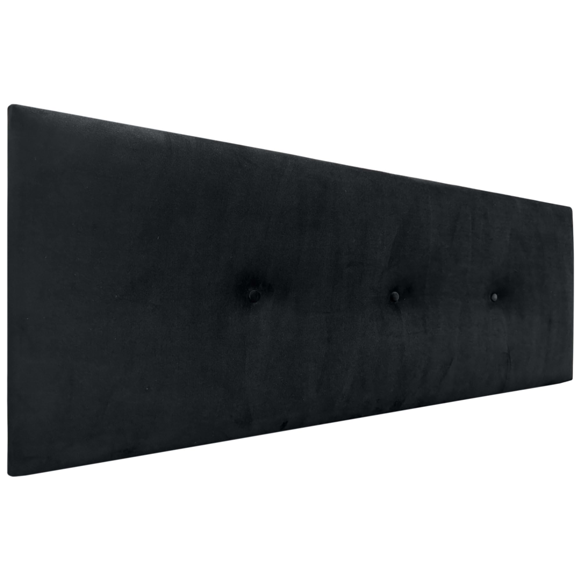 DHOME Cabecero de Terciopelo Liso con Botones Alta Gama Moderno Cabezal Tapizado Cama Lujo Dormitorio Acolchado (Negro, 160cm)