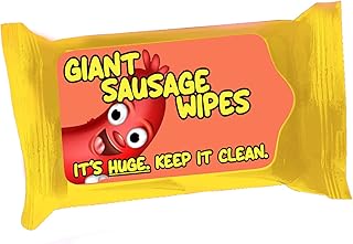 Giant Sausage Wipes - Funny Gifts for Men - Gag Gift for Adult Stocking Stuffers - Meat Lovers Gifts for Friends, Made in America