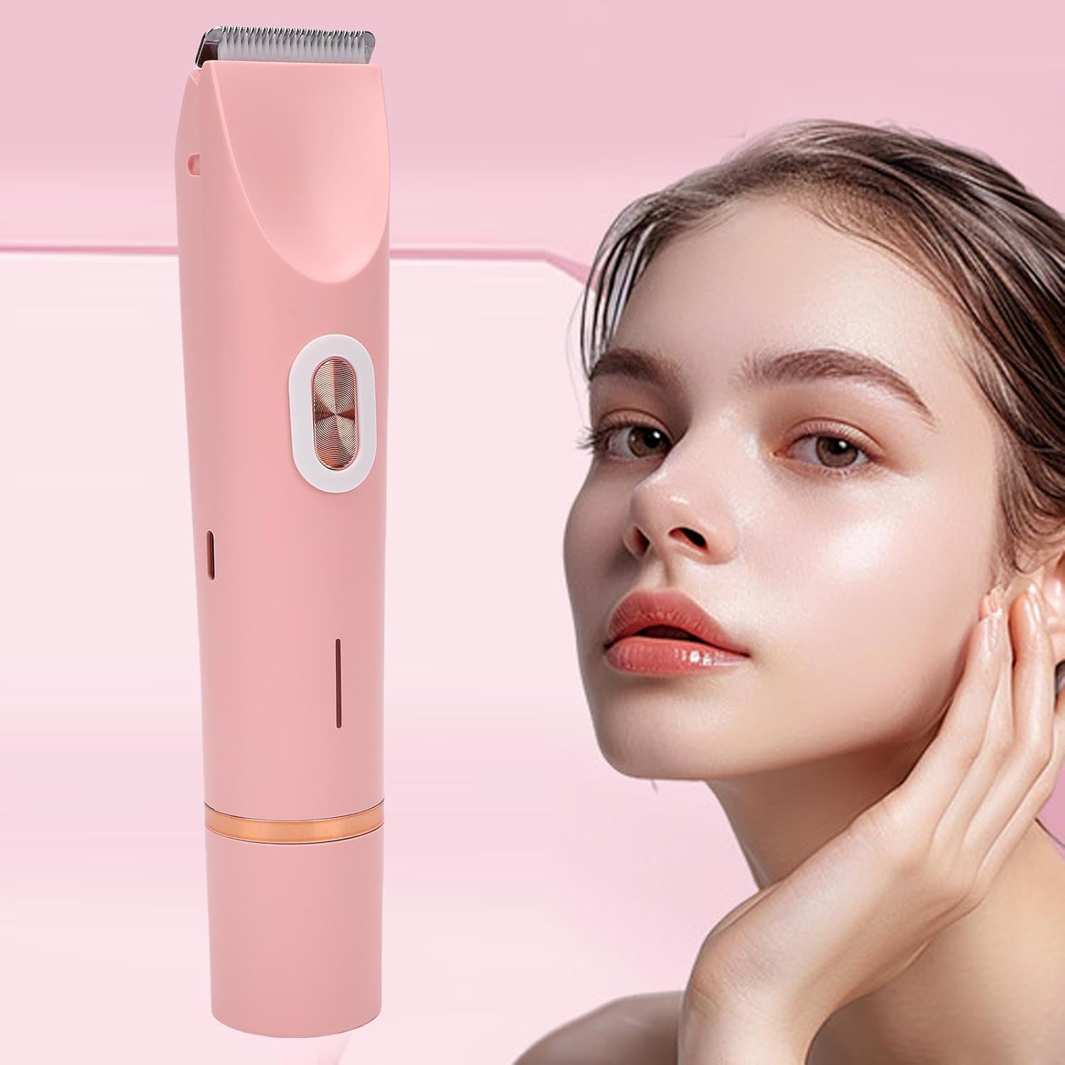JTLB Electric Bikini Hair Trimmer USB Rechargeable IPX7 Water Proof Dual Head Hair Trimmer for Underarms Legs Arms Face (Pink)