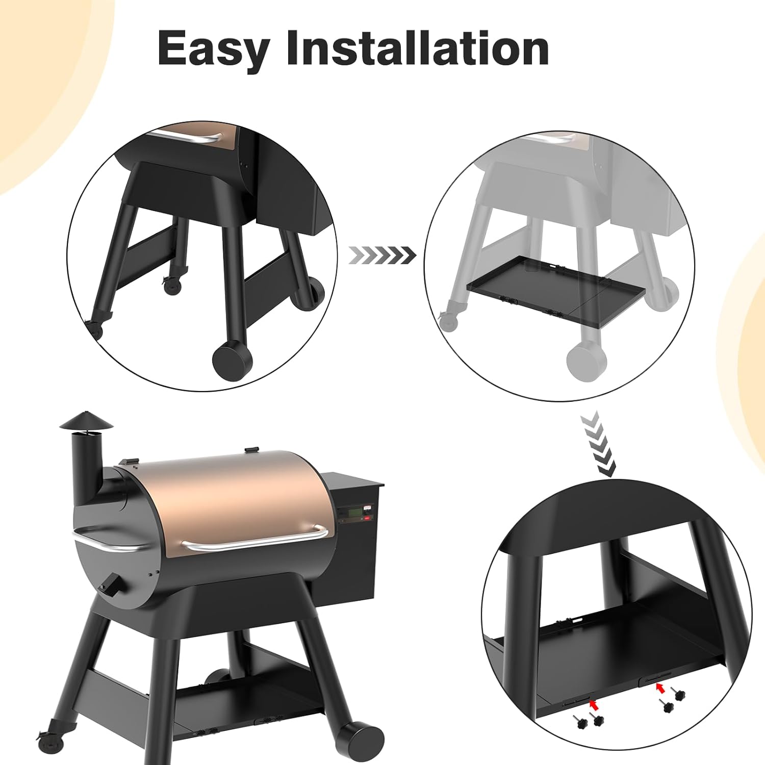 Universal Pellet Grill Storage Shelf & Storage Bin with 4 Hooks and Paper Towel Holder for Traeger Pro Series 780 and Ironwood 885 Pellet Grill