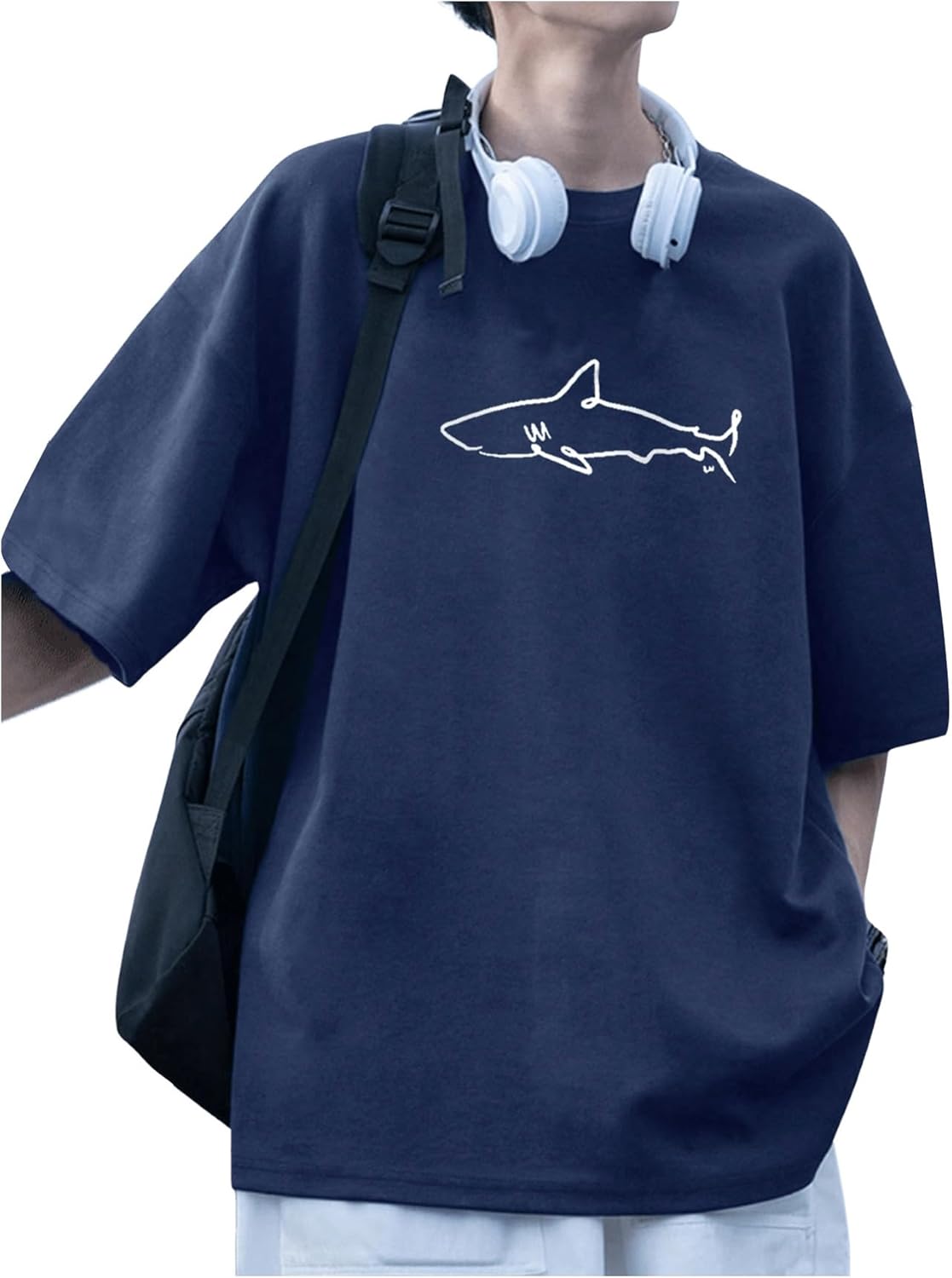 Men's Oversized Graphic Tees Half Sleeve Drop Shoulder Summer Casual T Shirt