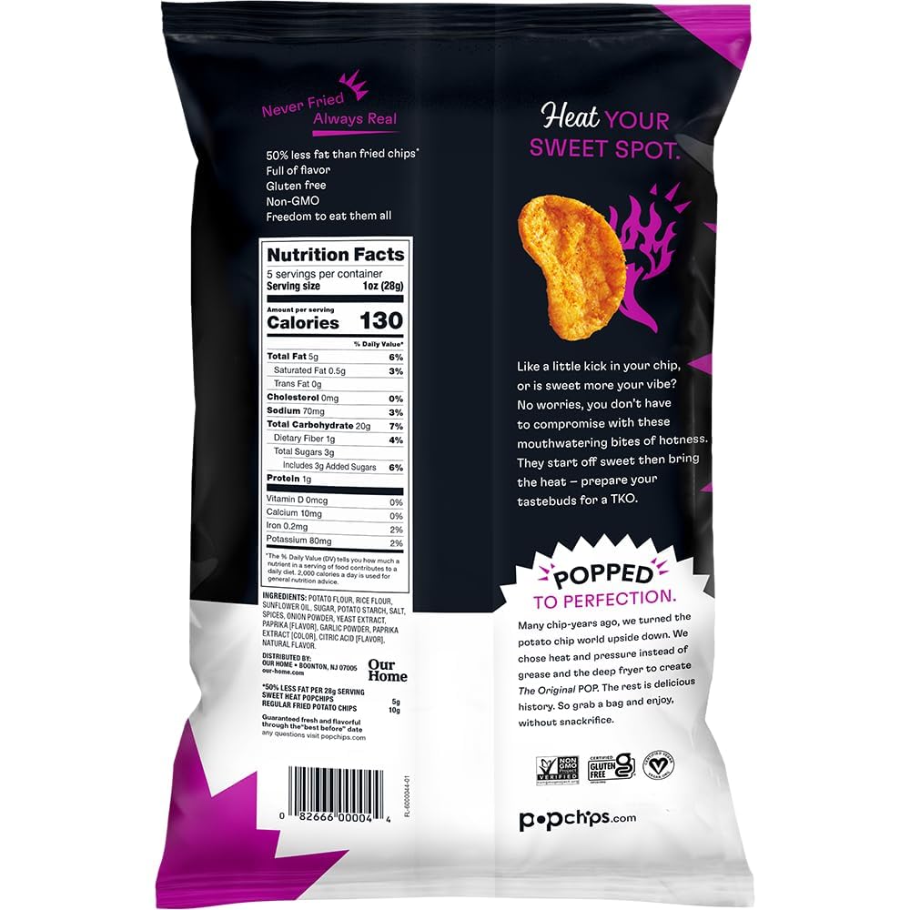 Popchips Potato Chips Sweet Heat Flavor 5 Oz (Pack of 6)