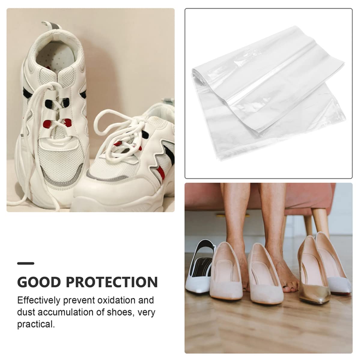 100Pcs Transparent PVC Heat Shrink Film Bags for Shoes Sneaker Protective Packaging Bags with Shrink Wrap Seal for Anti-Oxidation and Dust