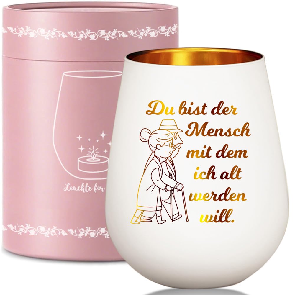 Windlicht Glas für Brautpaar Hochzeitsgeschenk, Goldene Silberne Diamantene Hochzeit Geschenke Deko für Frauen Mama Oma Frau zur Hochzeitstag Heiratsantrag Geburtstag, Teelichthalter mit Spruch