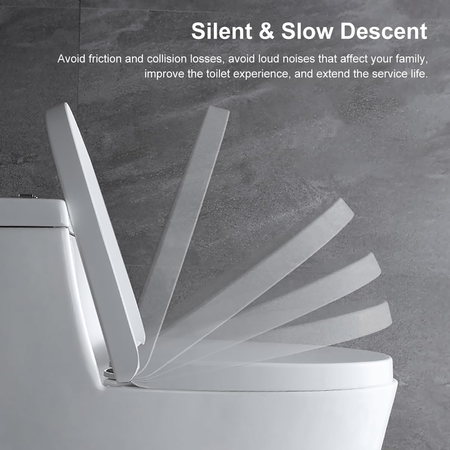 Bianco Tavoletta WC Forma D, Senza Rumore Asse Del Water Ammortizzata | Copriwater Senza Rumore con Cerniere Regolabili e Sgancio Rapido a Pulsante, Facile da Montare e Smontare, 34 x 42 cm