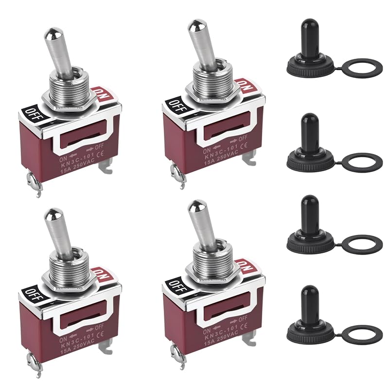 Interruptor de alavanca à prova d’água ALLWIN 12 V 30 A SPST com capa de borracha – Kit com 4 unidades