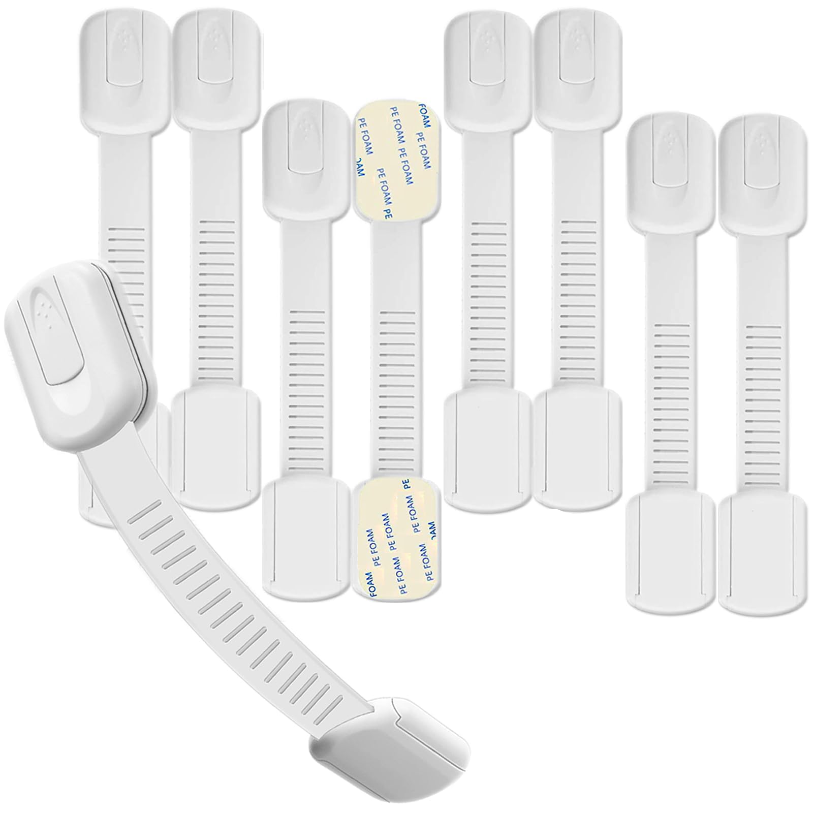 Hion Child Safety Locks,8 Pack Adjustable Cupboard Locks for Children Baby,Baby Proof Safety Locks for Cupboard Cabinet Fridge Drawer Refrigerator Kitchen Toilet - Easy Install,No Tools Needed - 2