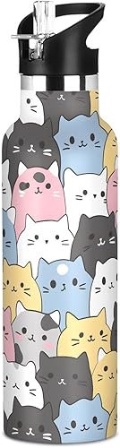 Vista 31 de París - Botella de agua para niños con tapa con pajilla, diseño de la Torre Eiffel París, botella de agua aislada de acero inoxidable a prueba