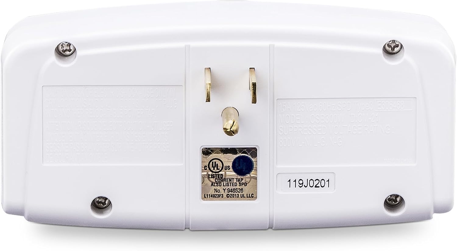 CyberPower CSB300W Essential Surge Protector, 900J/125V, 3 Outlets, Wall Tap