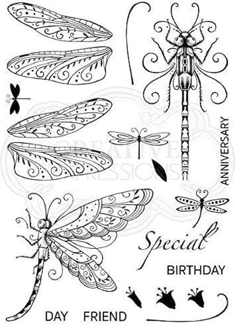 Pink Ink Designs A5 Clear Stamp Set-Dragonfly