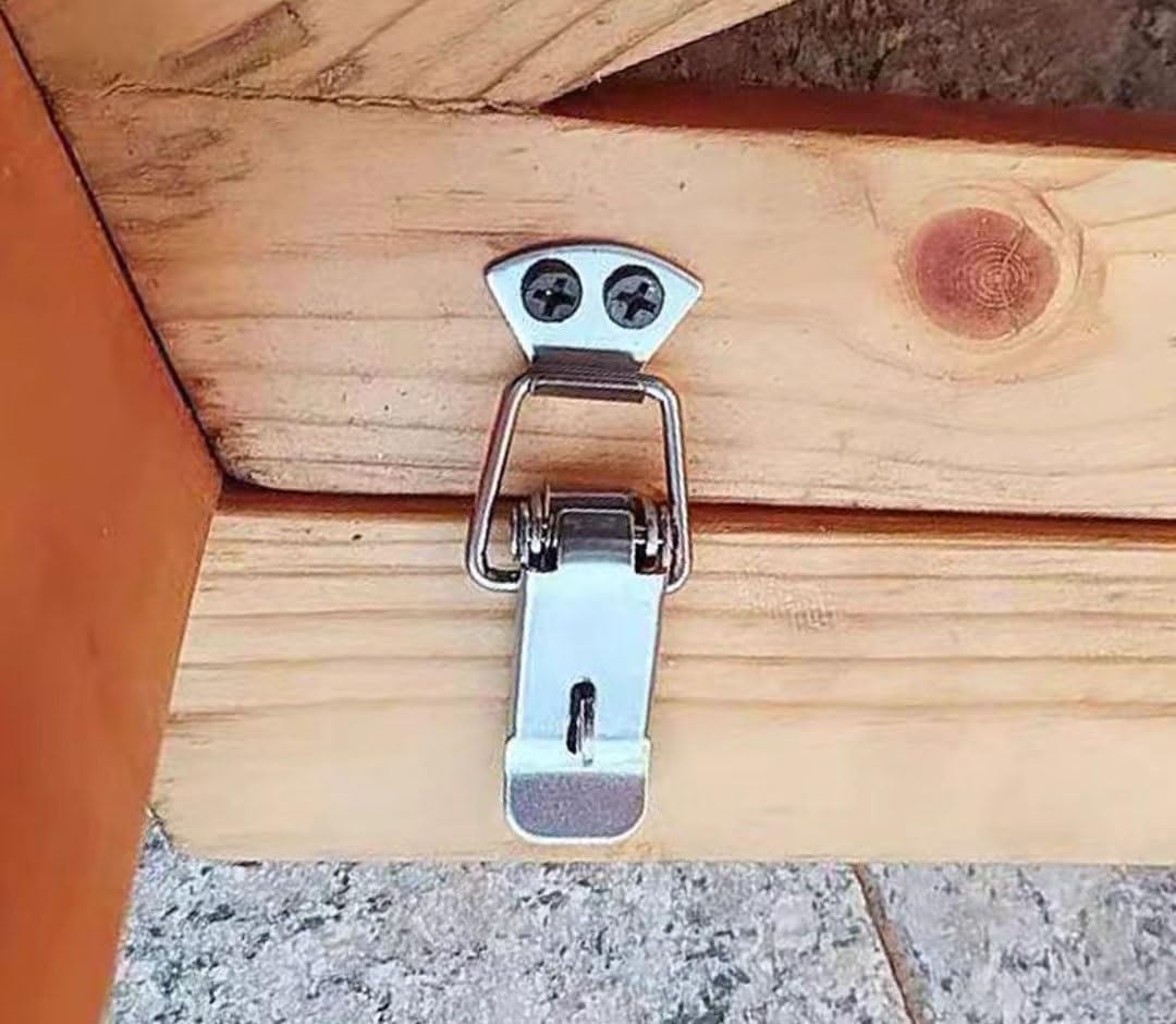 Toggle Catch Latch, Stainless Steel Spring Toggle Latch With Hasp Lock And Buckle 2-Pack Silver Multiple Sizes(130mm)