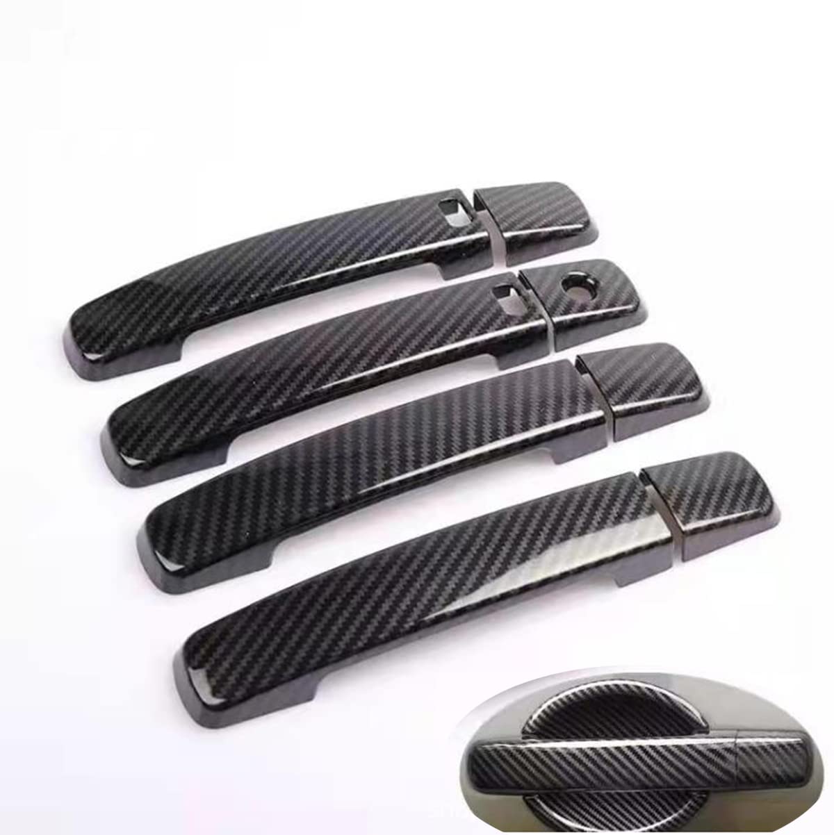 Toworldit 8pcs/Set ABS Exterior Door Handle Decoration Trim Cover Compatible with Infiniti G25 G37 2008-2013 (with Intelligent Sensing, Carbon Fiber Grain)