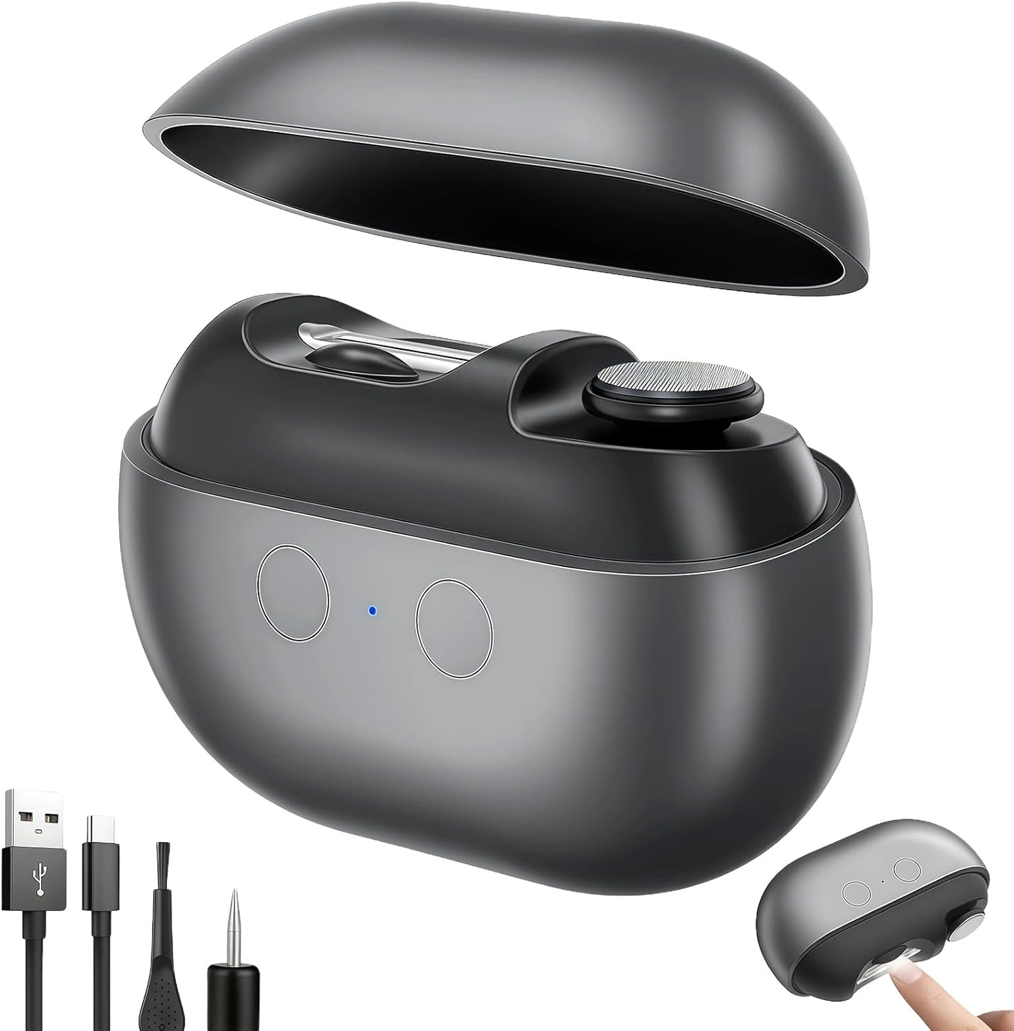 Easy Clip Nail Clippers Upgraded 3-in-1 Auto Electric Toenail Clipper for Seniors, Kids & Adults - Thick Nails, LED Light, Black