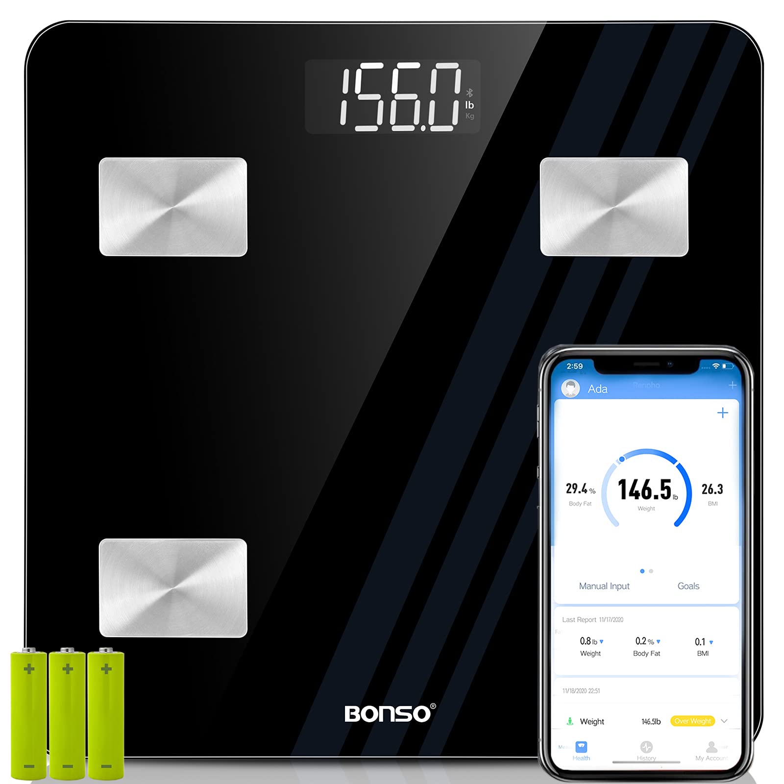 Buy BONSO Smart Scales ,Digital Weight and Body Scales, Bluetooth Body Composition Analyzer