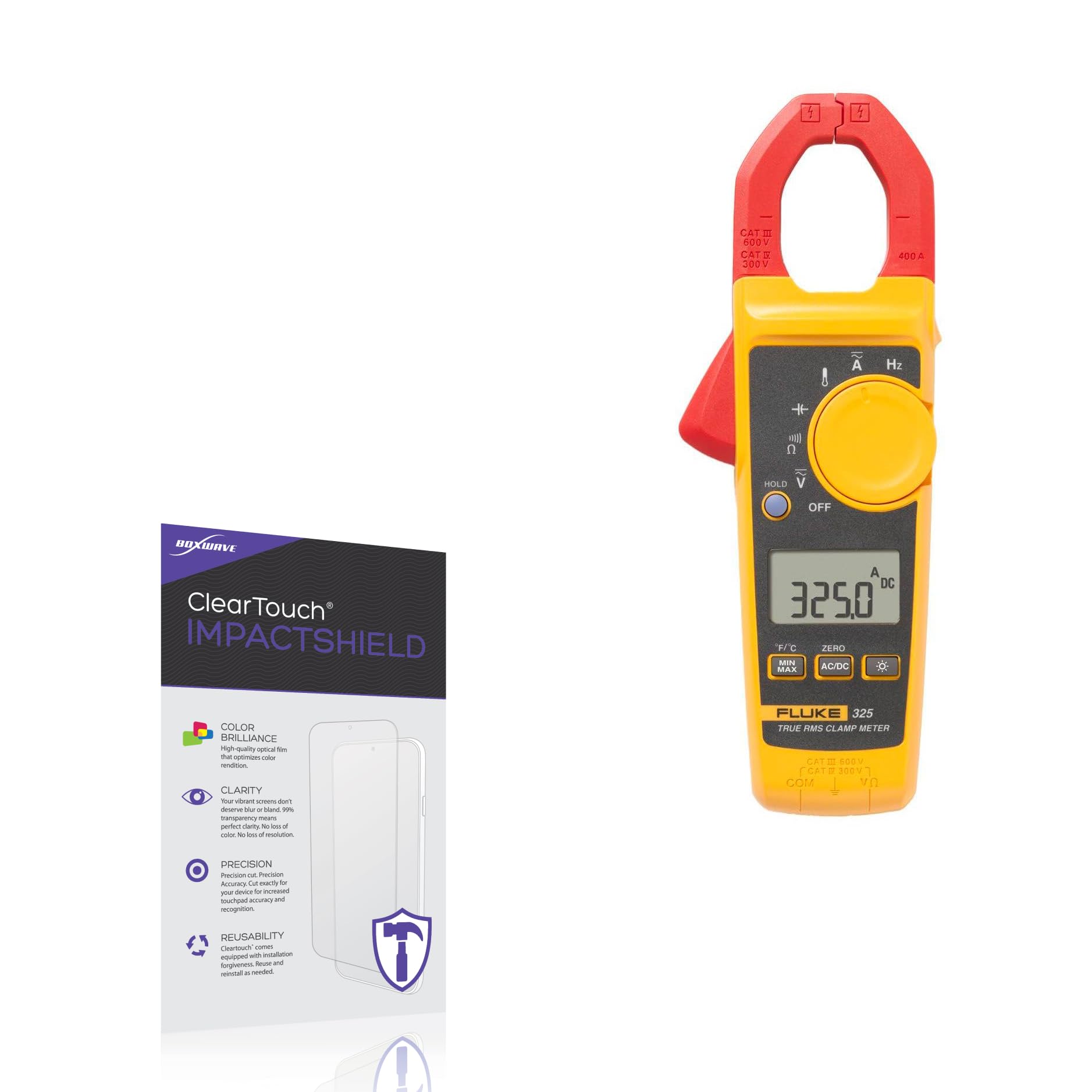 BoxWave Screen Protector Compatible with Fluke 325 - ClearTouch ImpactShield (2-Pack), Impenetrable Screen Protector Flexible Film