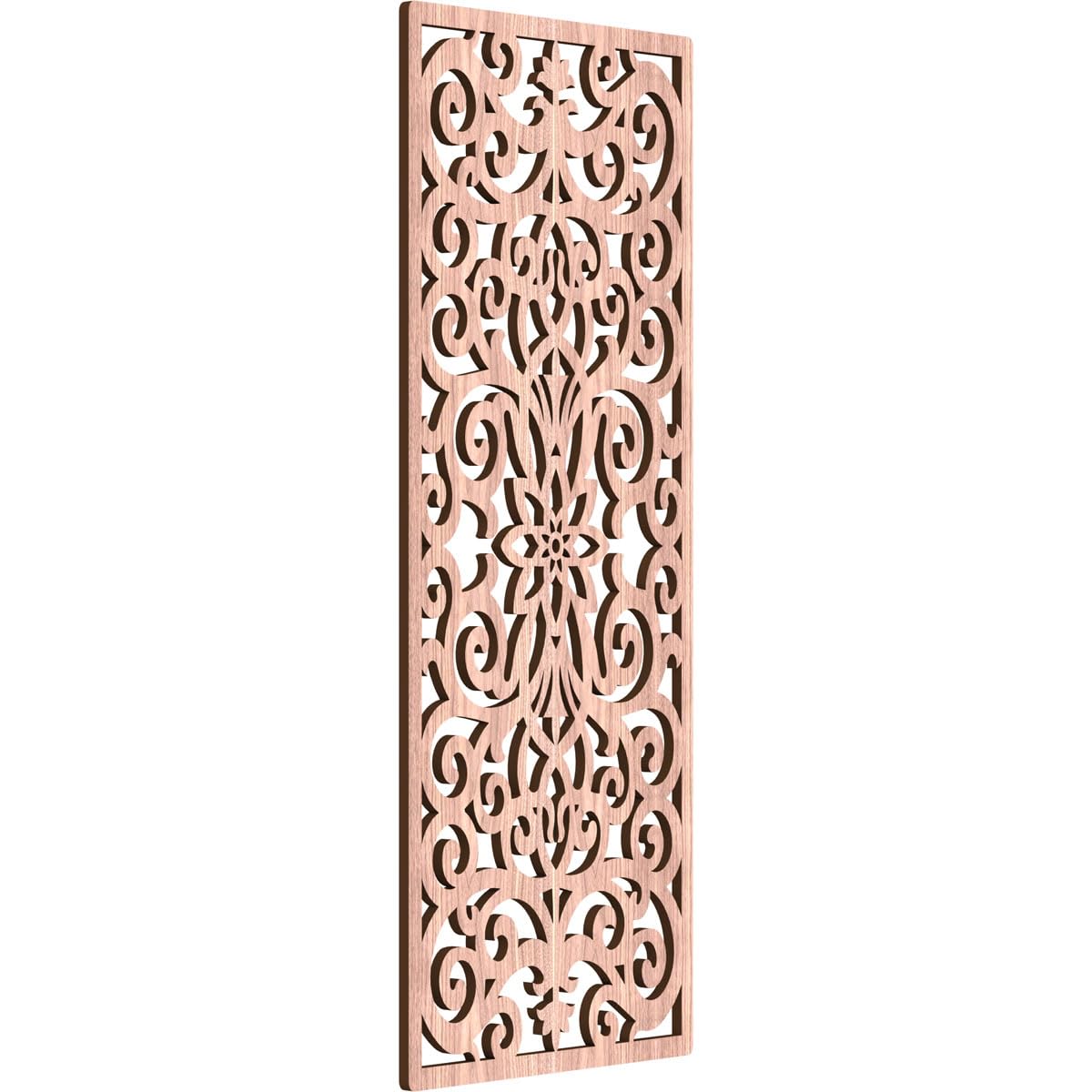 Buel Decorative Pierced Fretwork Wood Wall Panels, 15 3/8"W x 39 3/8"H x 3/8"T, Walnut