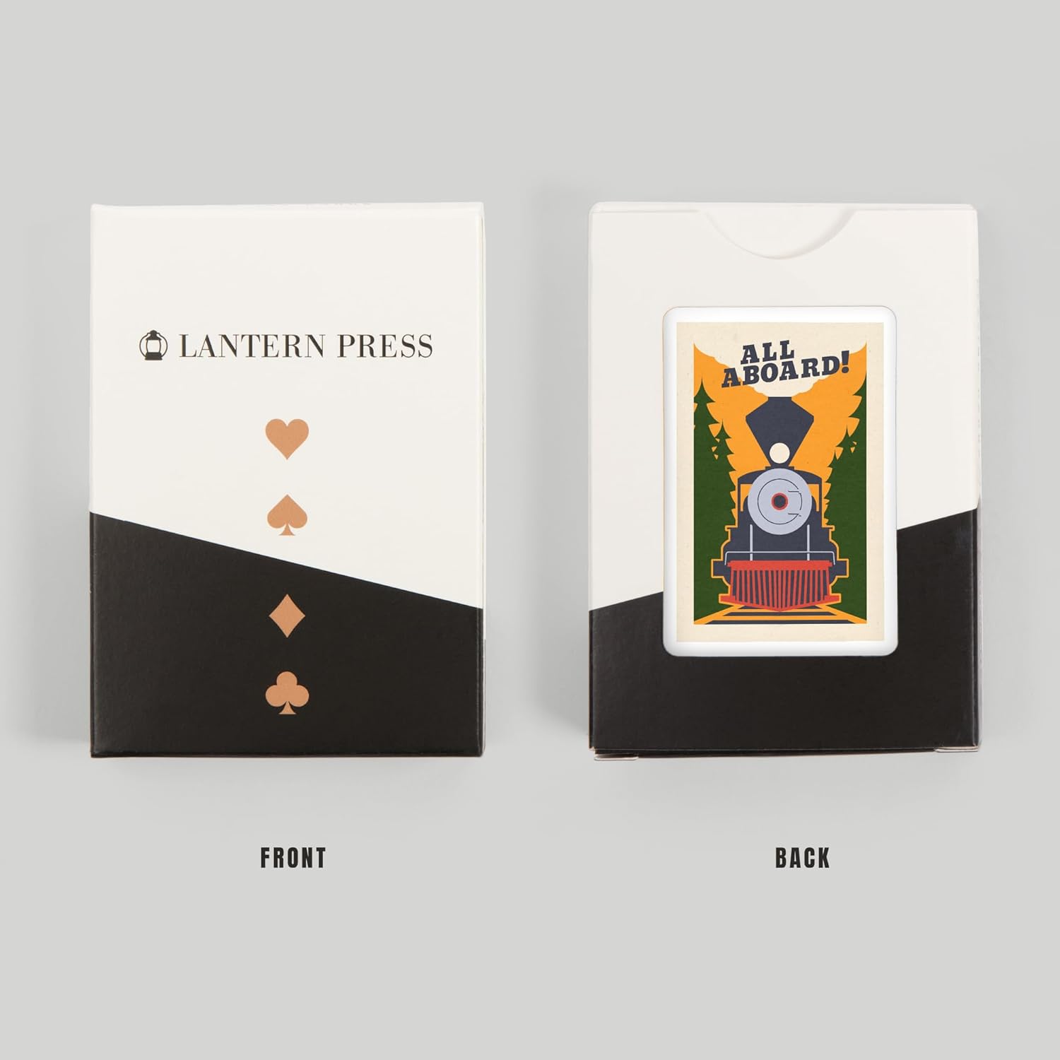 Lantern Press Train, All Aboard, Woodblock, 52 Playing Cards for Adults, Poker Size Card Deck