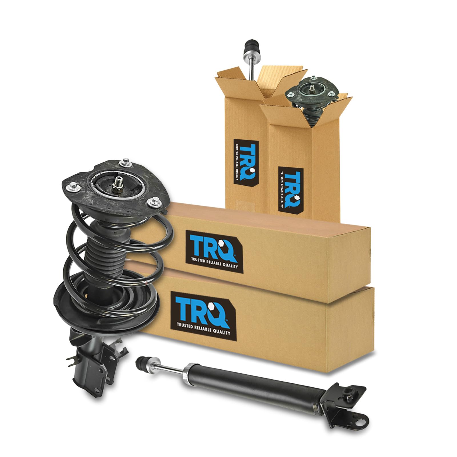 TRQ Front and Rear Complete Strut Assembly &amp; Shock Absorber Kit Complete Strut &amp; Coil Spring Assembly Compatible with 2009-2014 Nissan Maxima