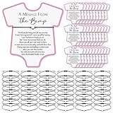 Chuangdi 50 Sets Baby Shower Favors for Guests Cute Heart Bracelets Wish Card Bracelets for Reveal Party Gifts(Pink, Simple Style)