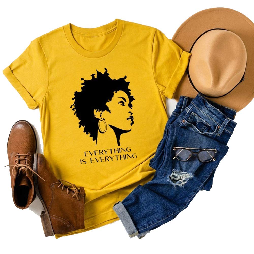 RocksirMusic Tees Concert Shirt Black Power Black Girl Graphic T-Shirt Afro Woman Black Girl Tee Afro Girl Magic Tops
