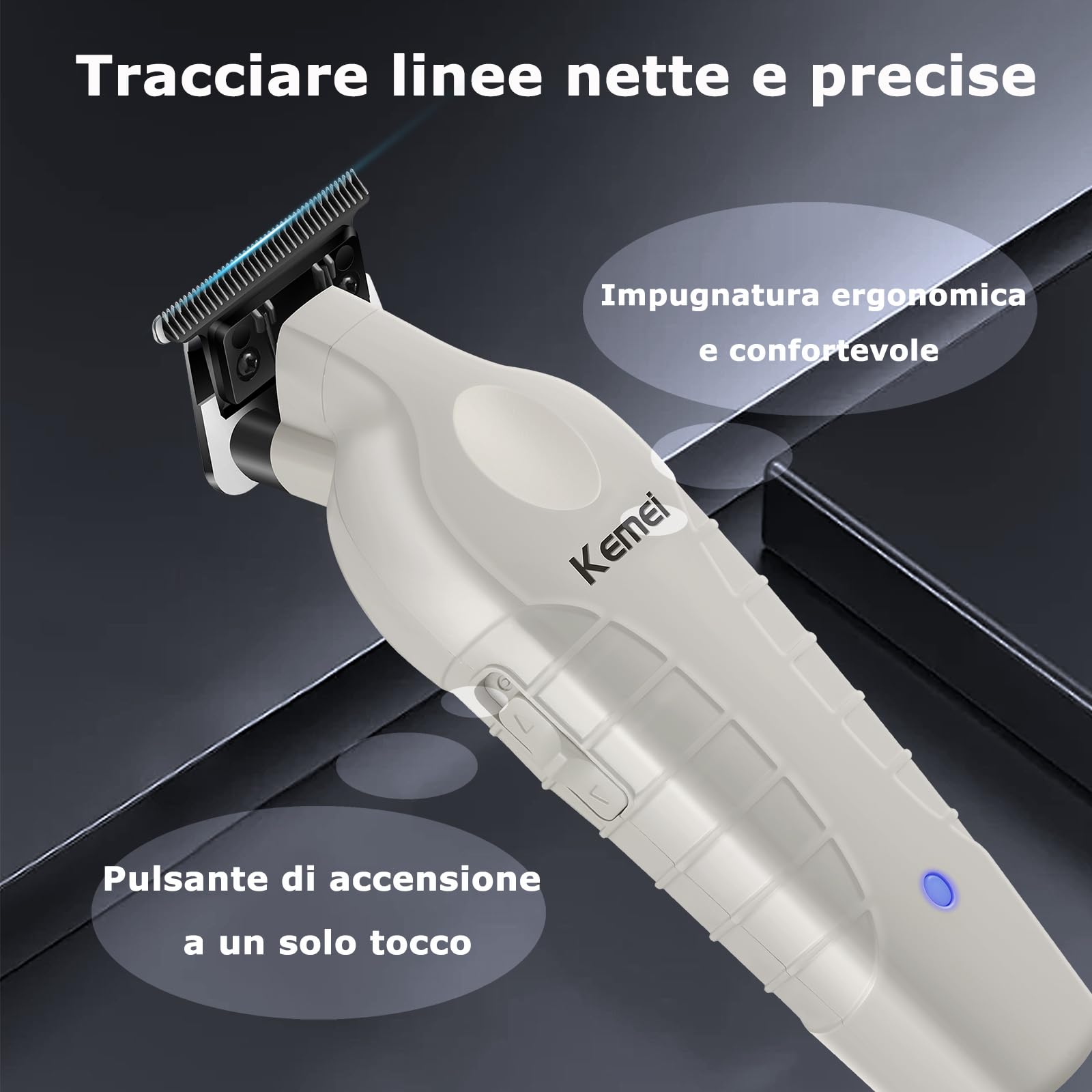KEMEI PG2299 Regolabarba e capelli da uomo professionale, zero gapped trimmer per uomo senza fili trimmer per barbieri, grigio