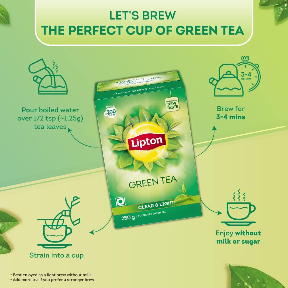 Lipton Clear & Light Loose Green Tea leaves, 250 gram, classic & light - Image 6 thumbnail