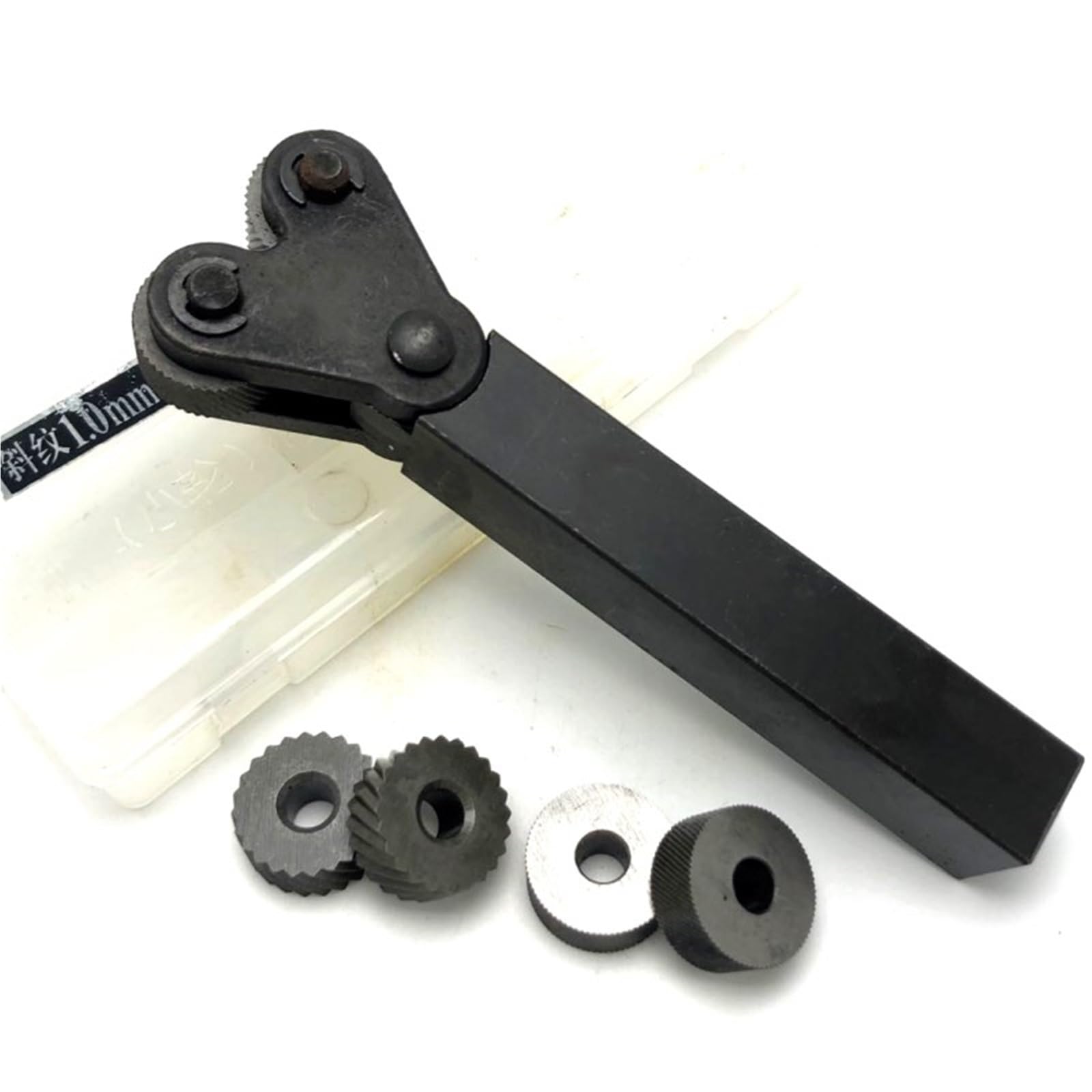 6 Cuchillas Moleteadas Reticuladas De 0,6 Mm, 1,0 Mm Y 2,0 Mm, Rueda De Grabado Con Orificio Interior HSS + 1 Portaherramientas De Torno De Acero De 16 Mm X 18 Mm. Herramienta de Torno
