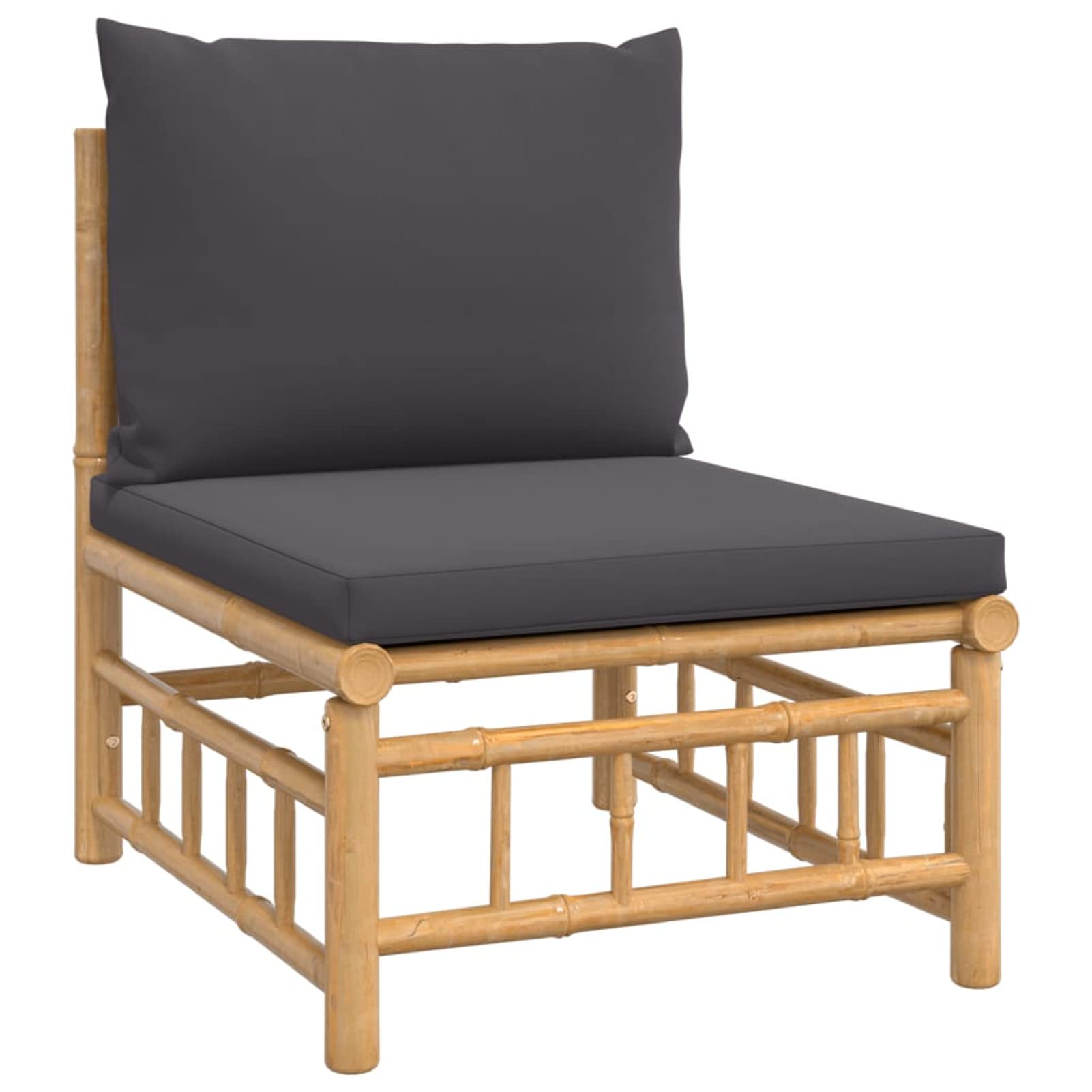 Set de Muebles de jardín 4 Piezas bambú con Cojines Muebles Jardin Exterior Conjunto terraza Exterior Conjunto de Jardin Exterior Gris Oscuro