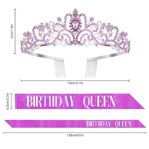 Miniatura 6 de Birthday Sash, Birthday Crown, Tiaras for Women, Birthday Sash for Women, Crowns for Women, Princess Crown, Tiaras and Crowns for Women, Queen