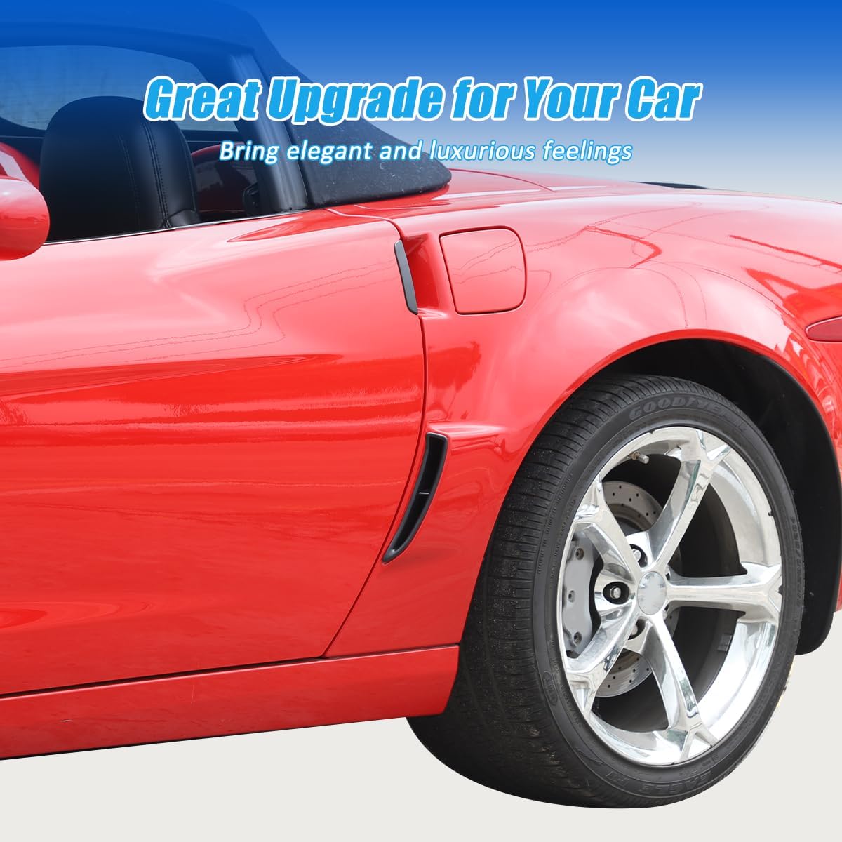 ABS Car Fender Side Vents Cover Trim Compatible with Chevrolet Corvette C6 2005-2013, Air Flow Intake Hole Grille Spoiler Auto Exterior Replacement Accessories (Left+Right)