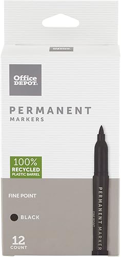 Miniatura 1 de Office Depot Marcadores permanentes 100% reciclados, punta fina, negro, paquete de 12, OD88669