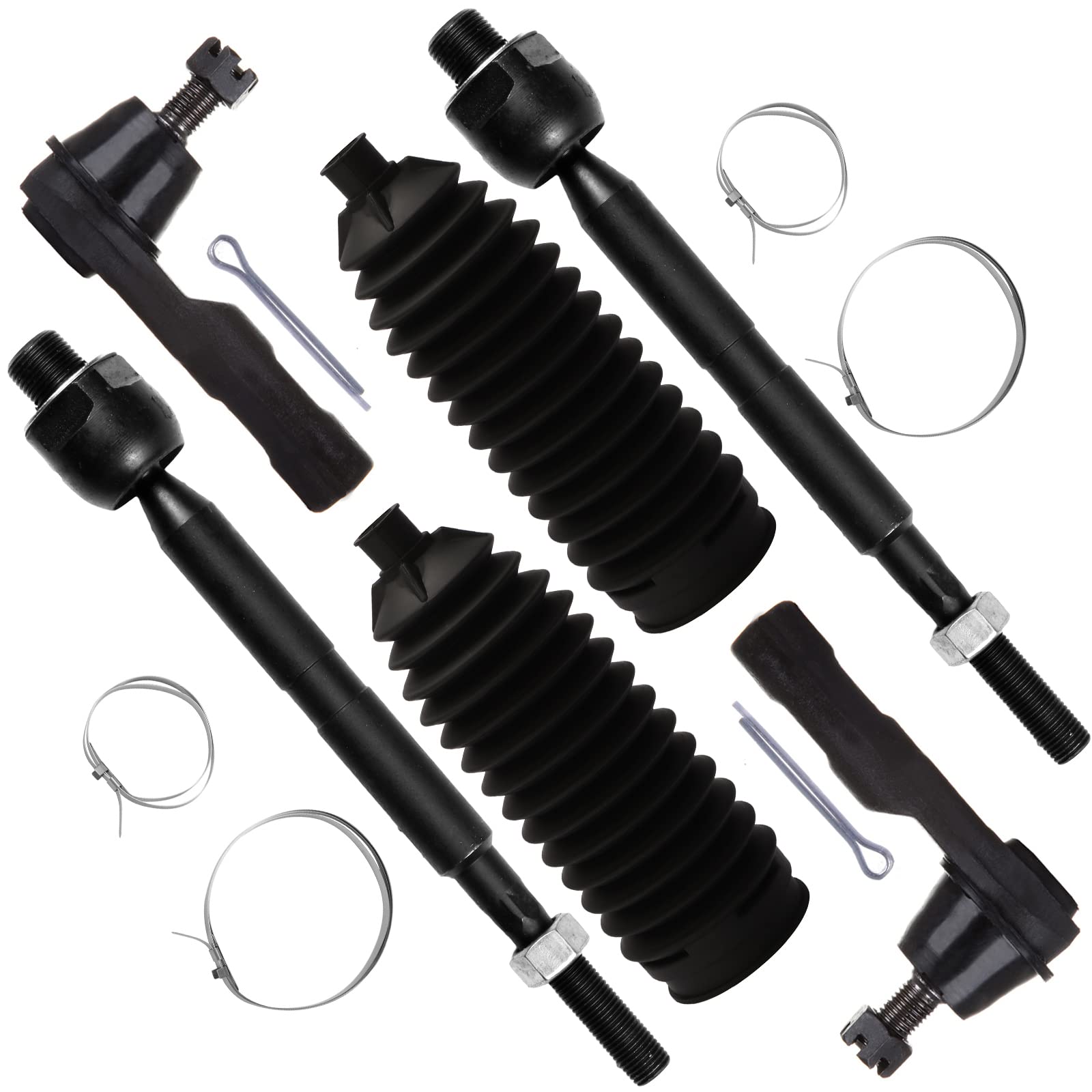 SCITOO 6pcs Front Suspension Kit Inner Tie Rod End Outer Tie Rod End Steering Rack Boot Fit 2007 2008 2009 2010 2011 For Honda CR-V