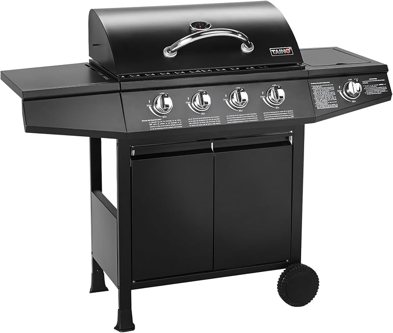 TAINO BASIC 4+1 Gasgrill Grillwagen, Edelstahlbrenner mit Seitenkocher