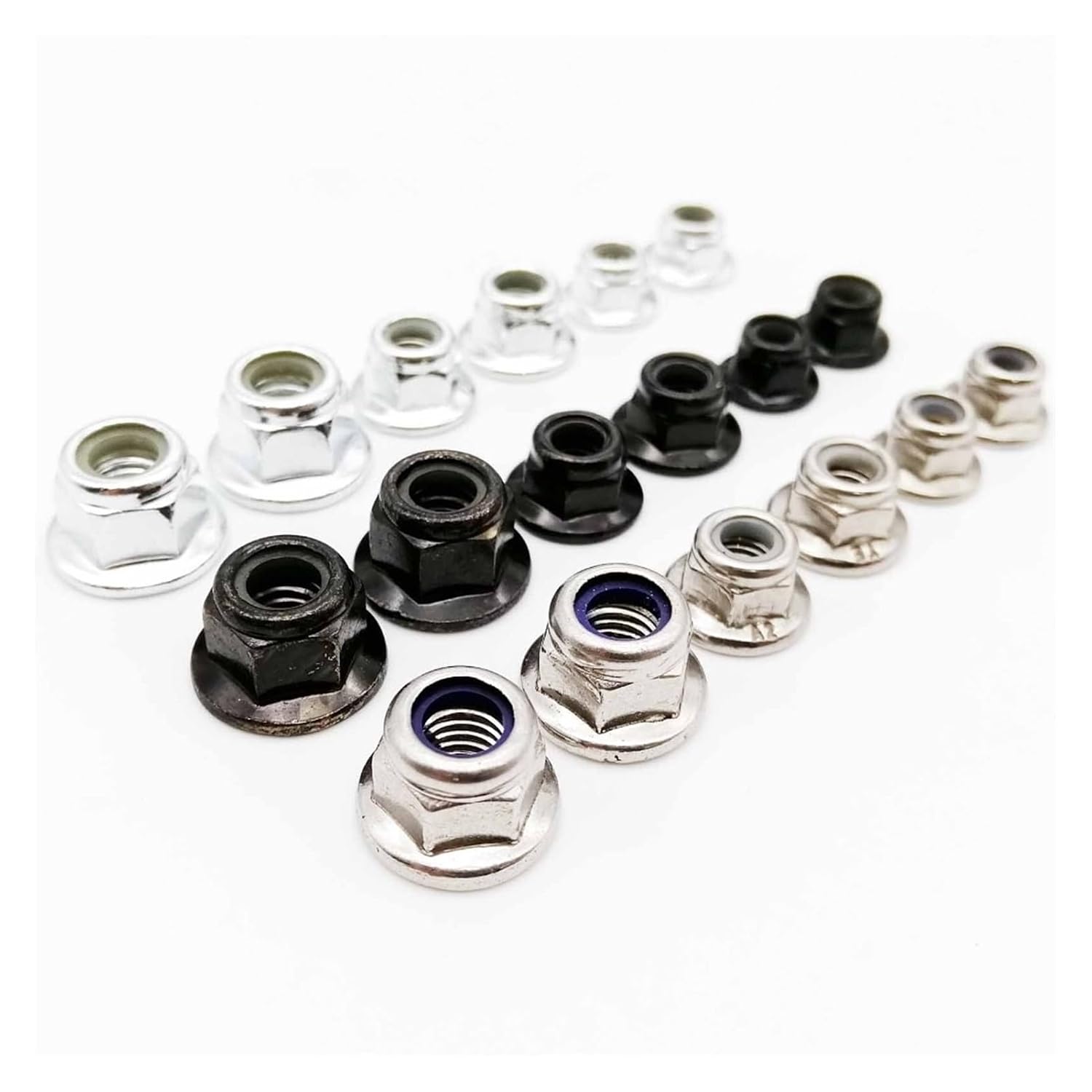Flange nut,Clamping nut, 2/5/10pc M3 M4 M5 M6 M8 M10 M12 Black Carbon 304 A2 Stainless Steel Hex Flange Nylon Insert Lock Nut Self-Locking Nylock Locknut(304 Stainless Steel,M5 10pcs)