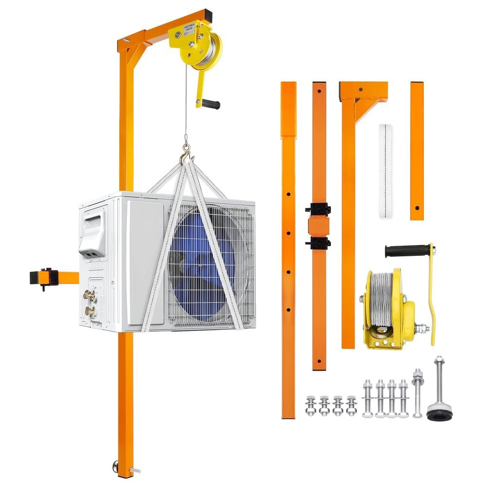 LMMIAOZ Air Conditioner Installation Lift Tool with Pulley Locking Winch & Rope for Easy Outdoor Setup Efficient HVAC Equipment for Quick Installation